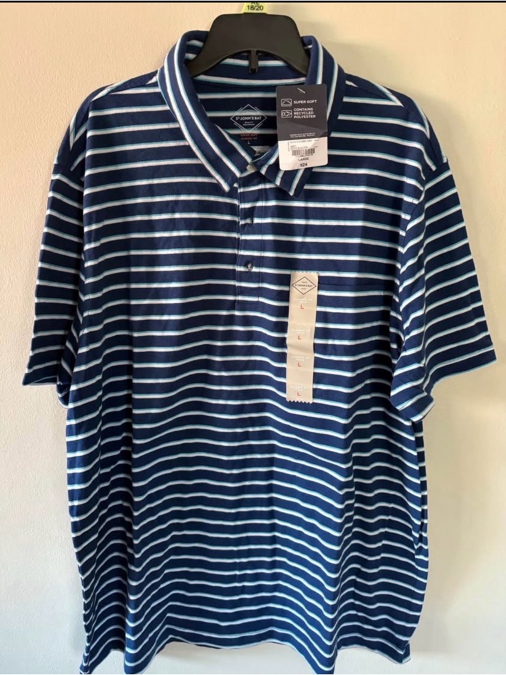 Men's St John’s Bay Estate Blue Striped Polo Shirt - Classic Fit